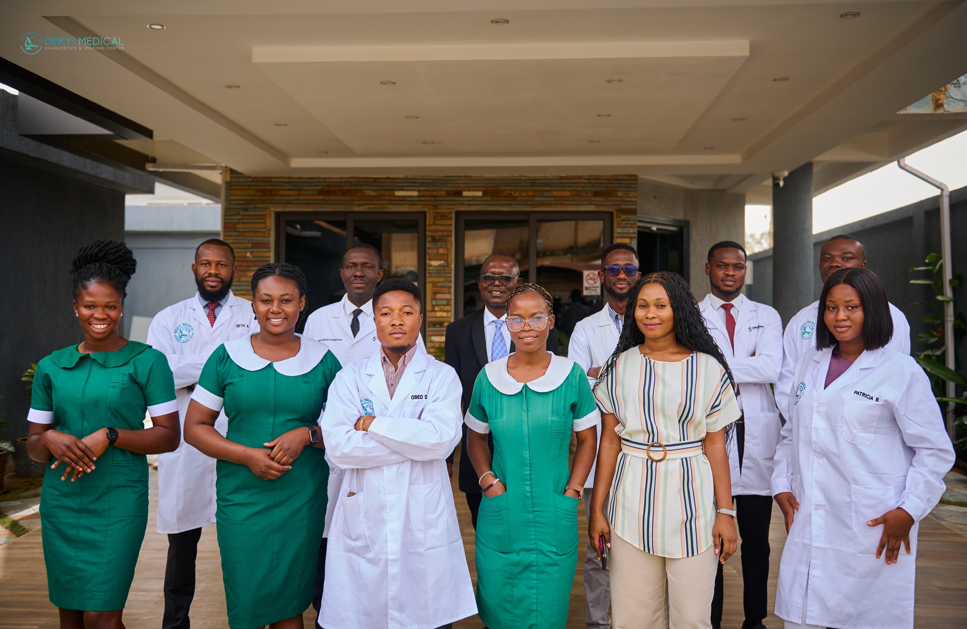 Dekyi Medical team at facility entrance